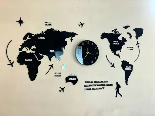 Black Car Service world-map-wall-clock